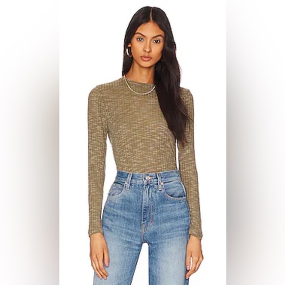 NWOT Free People Intimately FP Ribbed Scoopneck Top in Heathered Green size XL - Picture 4 of 9